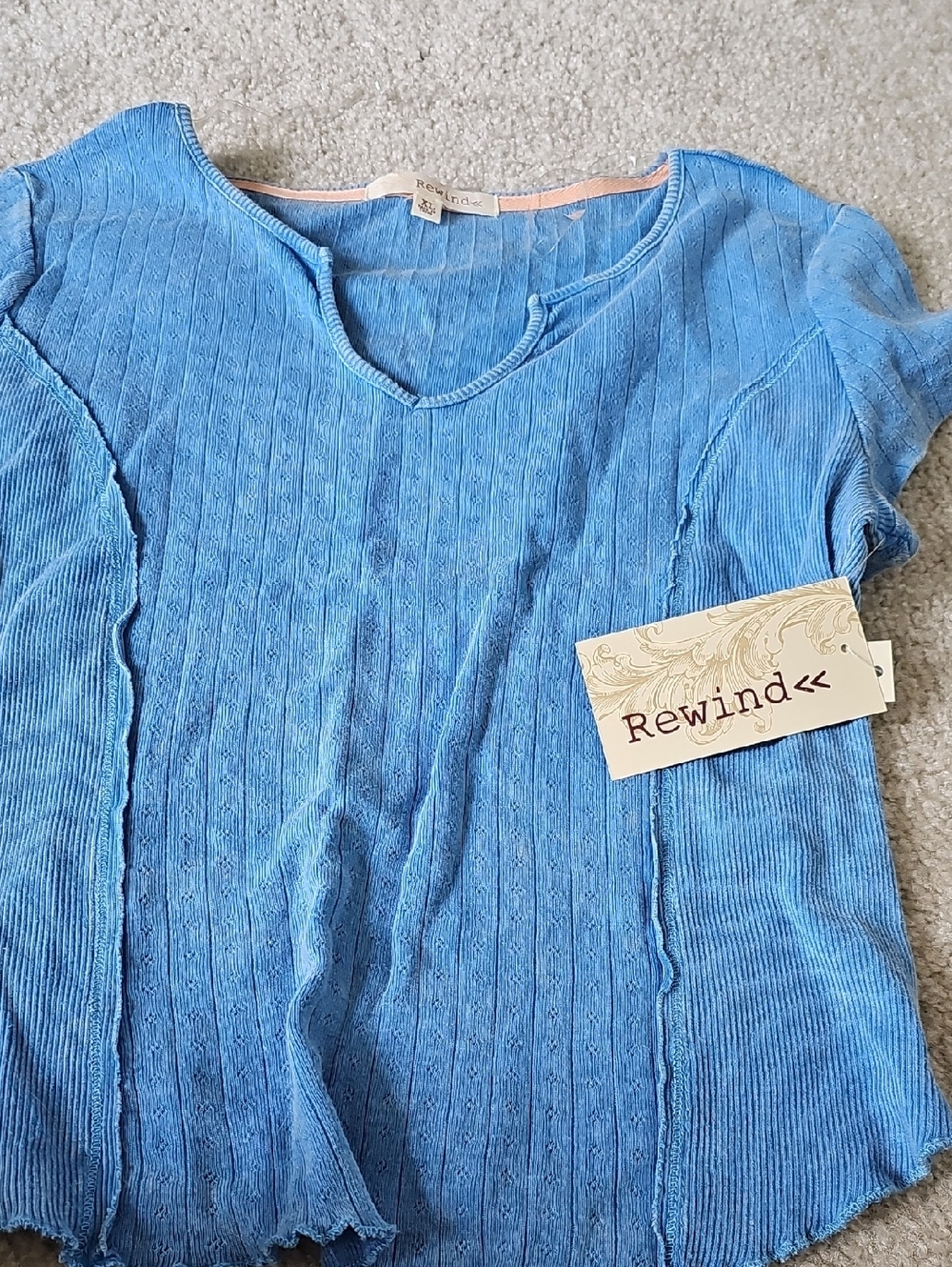 Blue shorter length top